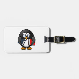 Pinguin-tragende Bücher Gepäckanhänger