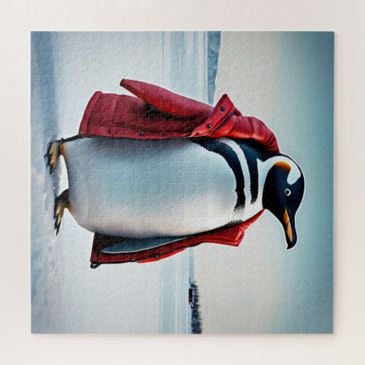 Pinguin trägt ein rotes Coat Puzzle (Horizontal)