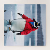 Pinguin trägt ein rotes Coat Puzzle (Horizontal)