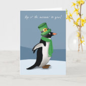 Pinguin trägt Grün mit Funny St Patricks Day Karte (Gelbe Blume)