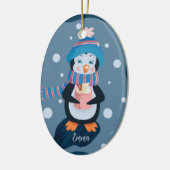 Pinguin trinken heißen Kakao personalisierte Ornam Keramik Ornament (Links)