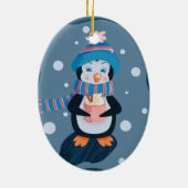 Pinguin trinken heißen Kakao personalisierte Ornam Keramik Ornament (Hinten)