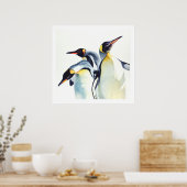 "Pinguin Trio" Naturschutz Kunst, Dichtung und Mus Poster (Küche)