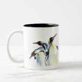 "Pinguin-Trio-" Tier-Aquarell-Kunst Zweifarbige Tasse (Links)