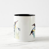 "Pinguin-Trio-" Tier-Aquarell-Kunst Zweifarbige Tasse (Mittel)