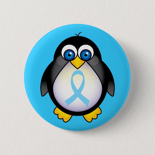 Pinguin-Türkis-Band-Geschenk Button (Vorderseite)