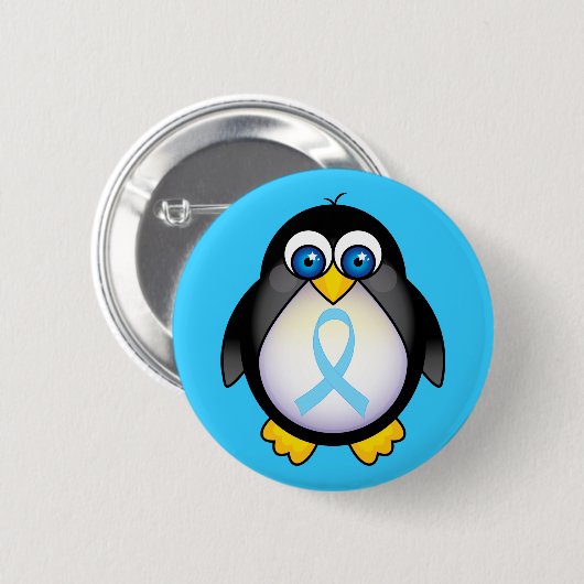Pinguin-Türkis-Band-Geschenk Button (Vorne & Hinten)