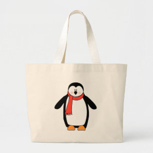 Pinguin ummantelt von Rotem Scarf Jumbo Stoffbeutel