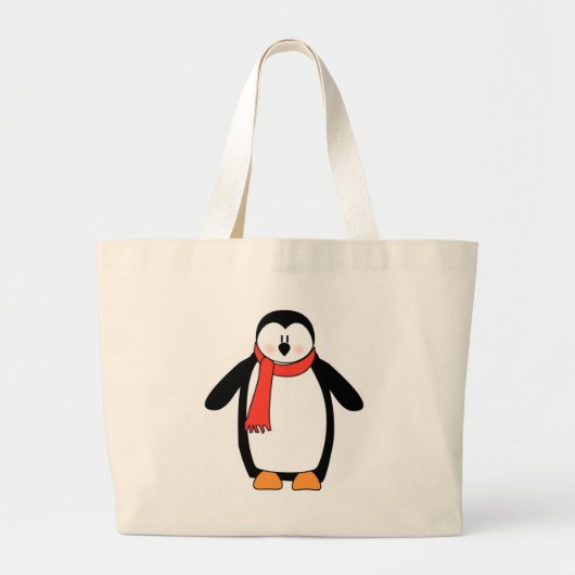 Pinguin ummantelt von Rotem Scarf Jumbo Stoffbeutel (Vorne)