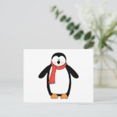 Pinguin ummantelt von Rotem Scarf Postkarte (Stehend Vorderseite)