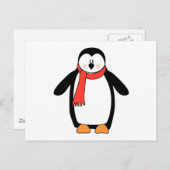 Pinguin ummantelt von Rotem Scarf Postkarte (Vorne/Hinten)