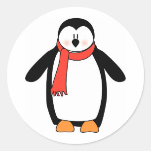 Pinguin ummantelt von Rotem Scarf Runder Aufkleber
