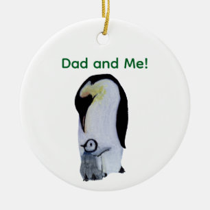 Pinguin und Baby Keramik Ornament