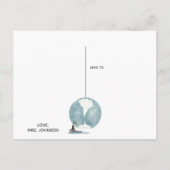 Pinguin und Earth Day Miss You Teacher Postkarte (Rückseite)