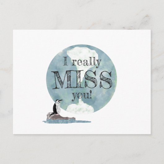 Pinguin und Earth Day Miss You Teacher Postkarte (Vorderseite)