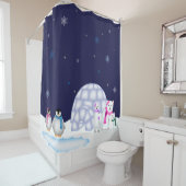 Pinguin-und Eisbär-Weihnachtsduschvorhang Duschvorhang (Beispiel)