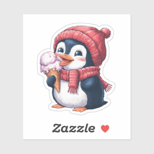 Pinguin und Eiscreme Aufkleber (Blatt)