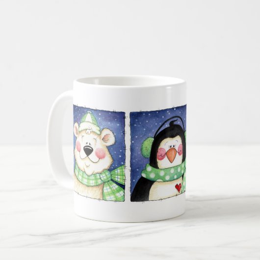 Pinguin und Freunde Kaffeetasse (Vorderseite Links)