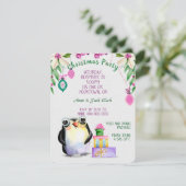 Pinguin und Geschenke für tropisches Weihnachtsgeb Einladung (Stehend Vorderseite)