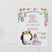 Pinguin und Geschenke für tropisches Weihnachtsgeb Einladung (Vorne/Hinten)