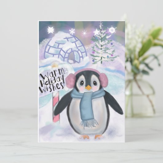 Pinguin und Iglu Northern Lights Scene (Stehend Vorderseite)