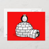 Pinguin und Iglu Postkarte (Vorne/Hinten)