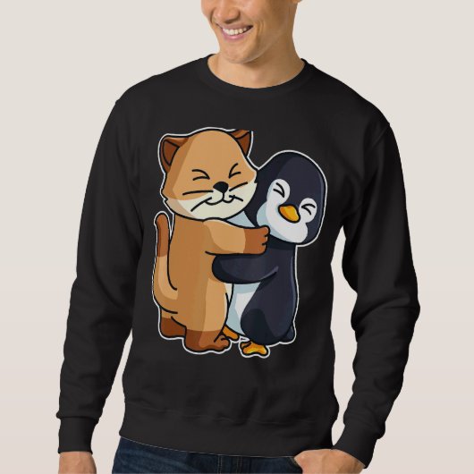 Pinguin und Kitten Niedliche Tiere für weibliche T Sweatshirt (Vorderseite)