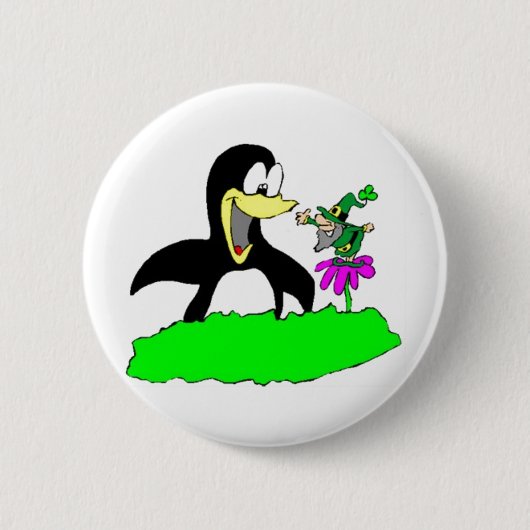 Pinguin und Leprechaun Button (Vorderseite)