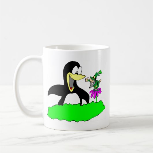 Pinguin und Leprechaun Kaffeetasse (Links)
