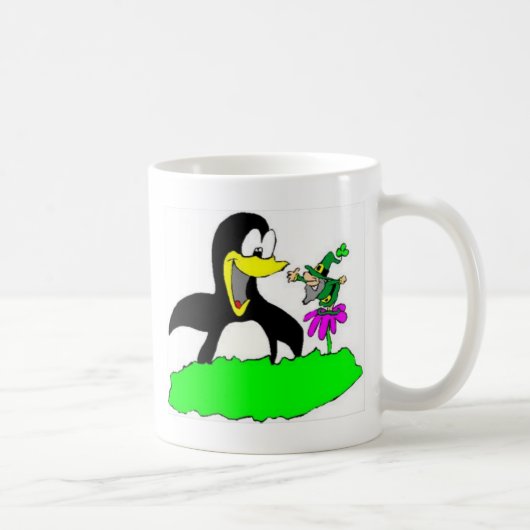Pinguin und Leprechaun Kaffeetasse (Rechts)