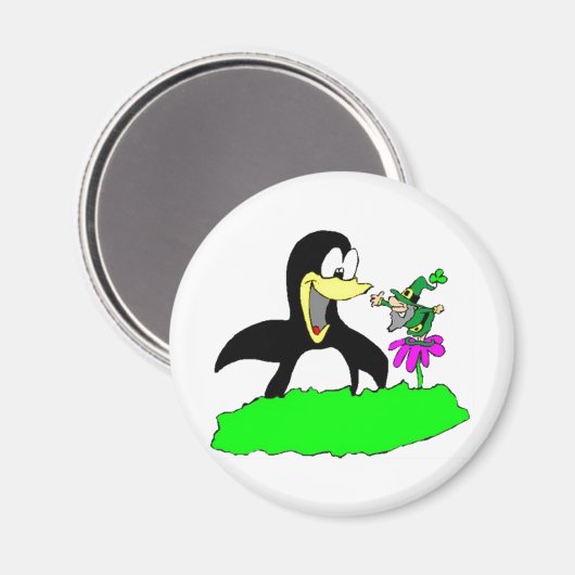 Pinguin und Leprechaun Magnet (Vorderseite/Rückseite)