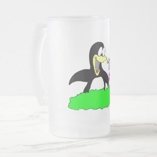 Pinguin und Leprechaun Mattglas Bierglas (Vorderseite Links)