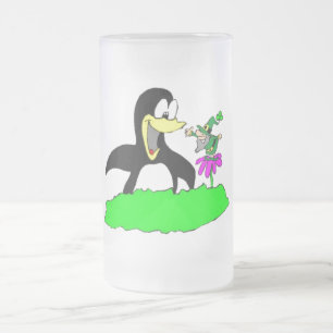 Pinguin und Leprechaun Mattglas Bierglas