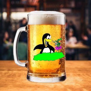 Pinguin und Leprechaun Mattglas Bierglas