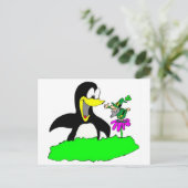 Pinguin und Leprechaun Postkarte (Stehend Vorderseite)