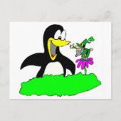 Pinguin und Leprechaun Postkarte (Vorderseite)