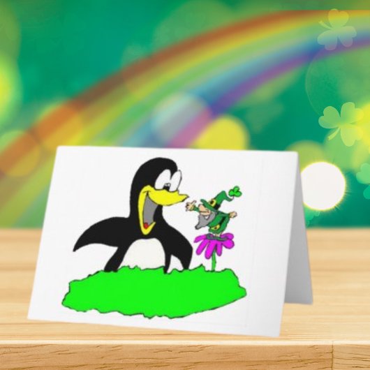 Pinguin und Leprechaun St Patrick's Day Karte