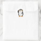 Pinguin und Mobiltelefon mit Headset Runder Aufkleber (Tasche)