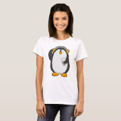 Pinguin und Mobiltelefon mit Headset T-Shirt (Vorne ganz)