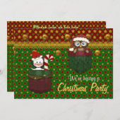 Pinguin und Owl Rustikales Weihnachtsfest - Party  Einladung (Vorne/Hinten)