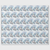 Pinguin und Polar Bear auf Schlitten Geschenkpapier (Flach)