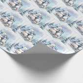 Pinguin und Polar Bear auf Schlitten Geschenkpapier (Ecke)