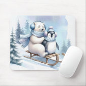 Pinguin und Polar Bear auf Schlitten Mousepad (Mit Mouse)
