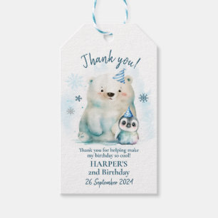 Pinguin und Polar Bear Winter Geburtstag Geschenkanhänger