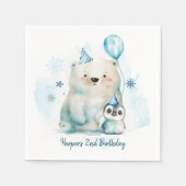 Pinguin und Polar Bear Winter Geburtstag Serviette (Vorderseite)