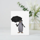 Pinguin und Regenschirm Postkarte (Stehend Vorderseite)