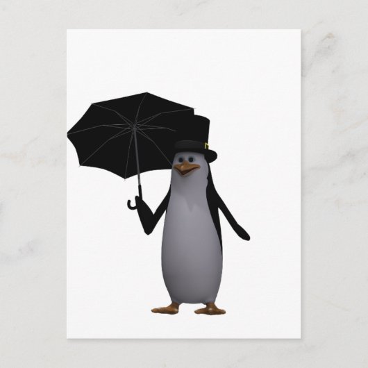 Pinguin und Regenschirm Postkarte (Vorderseite)