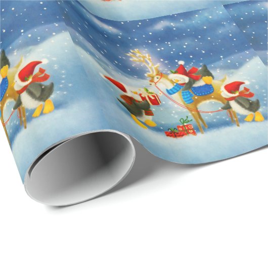 Pinguin und Reindeer Geschenkpapier (Rolleneckpunkt)