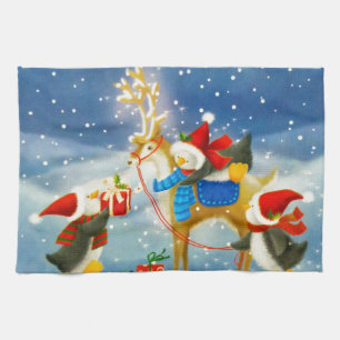 Pinguin und Reindeer Handtuch
