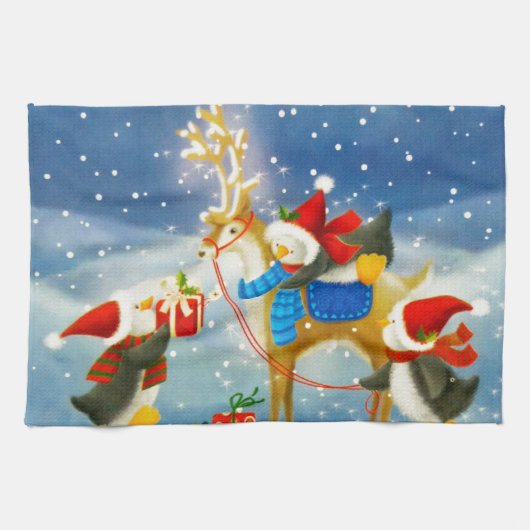 Pinguin und Reindeer Handtuch (Horizontal)